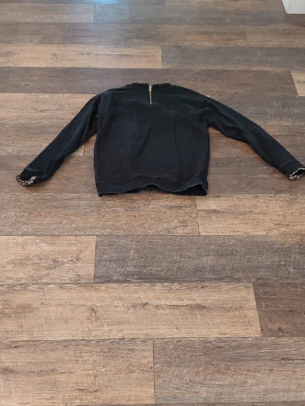 J Crew. Woven Ruffleneck Pullover Sweatshirt In Black